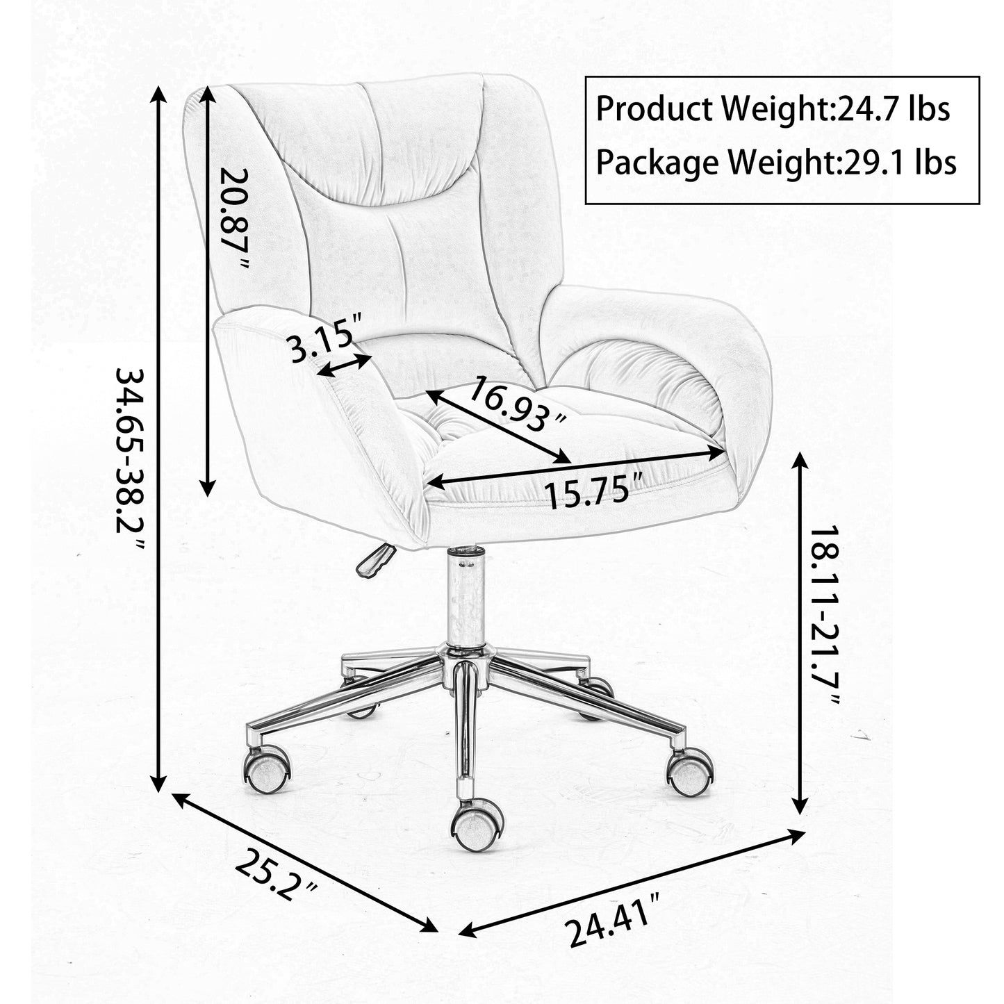 Velvet Swivel Office Chair