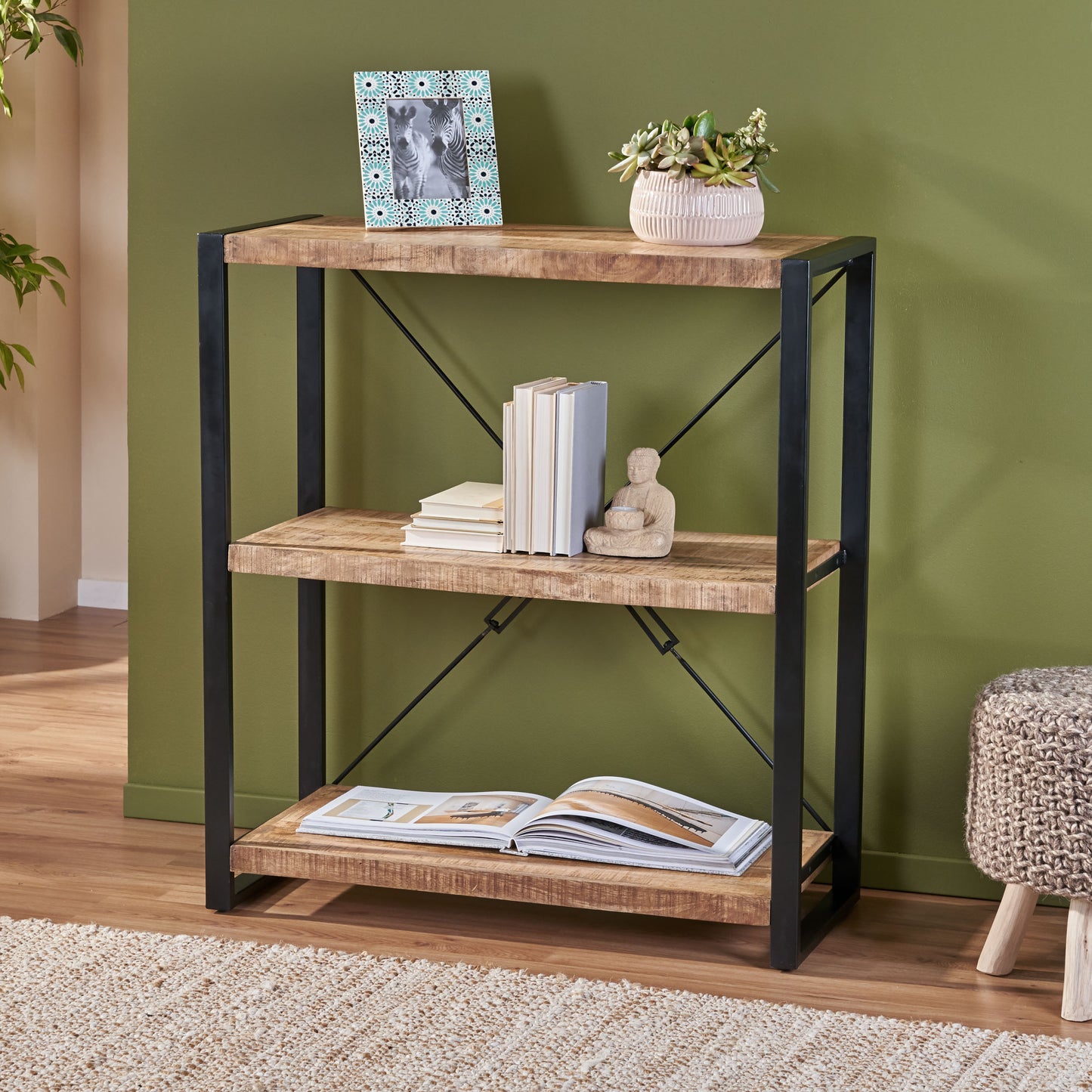 Mango & Iron Elegance Shelf Rack