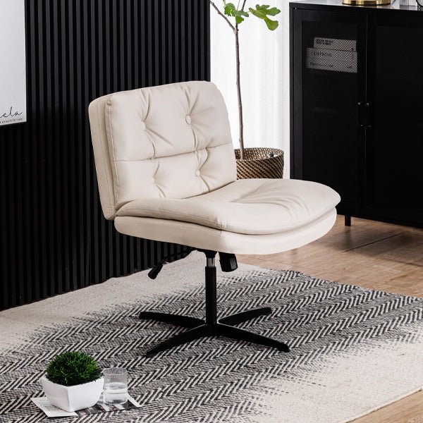 Beige Leather Adjustable Office Chair - Home Harmony