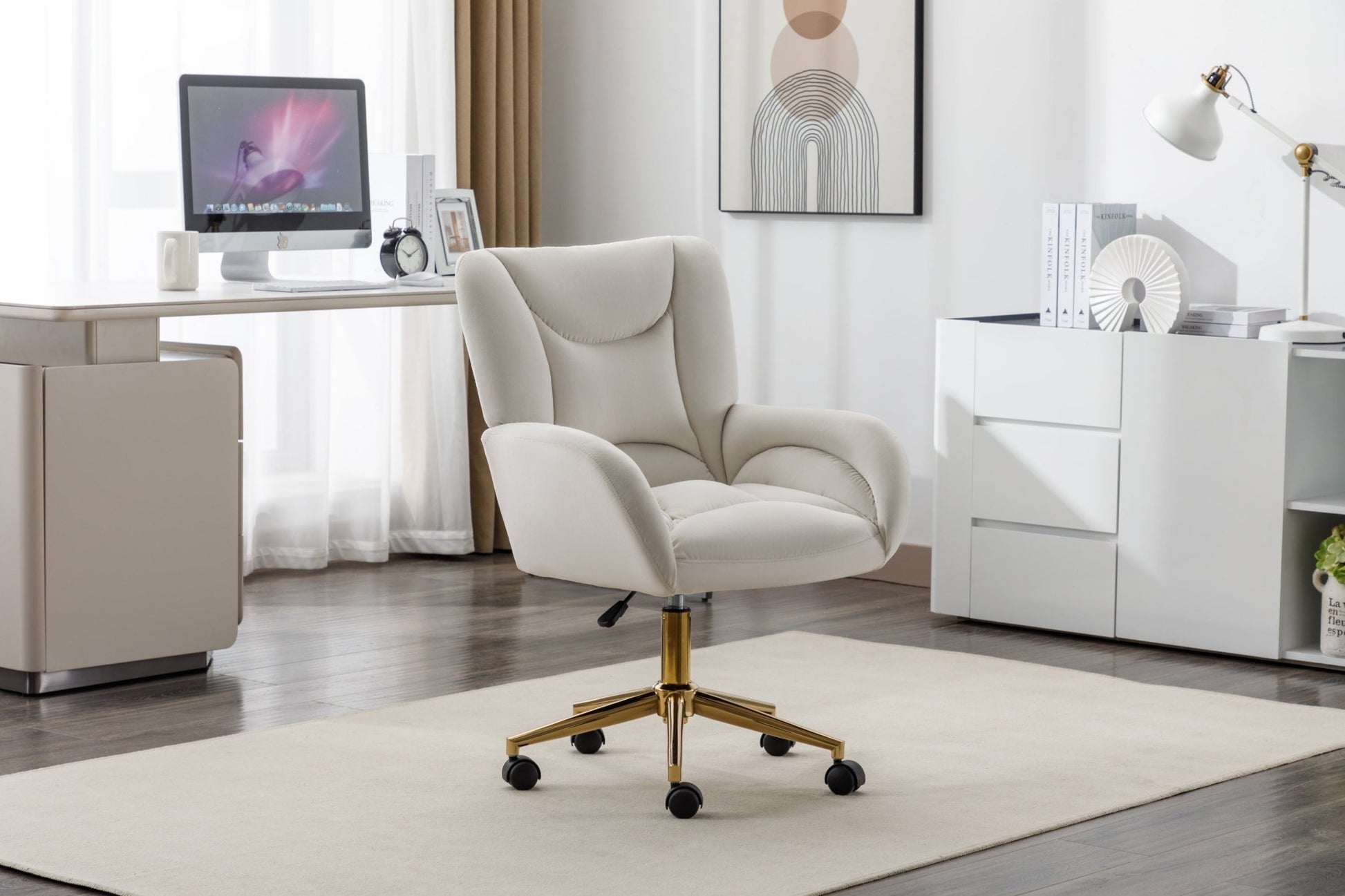 Velvet Swivel Office Chair - Home Harmony