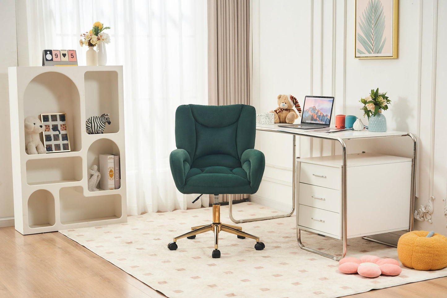 Velvet Swivel Office Chair - Home Harmony