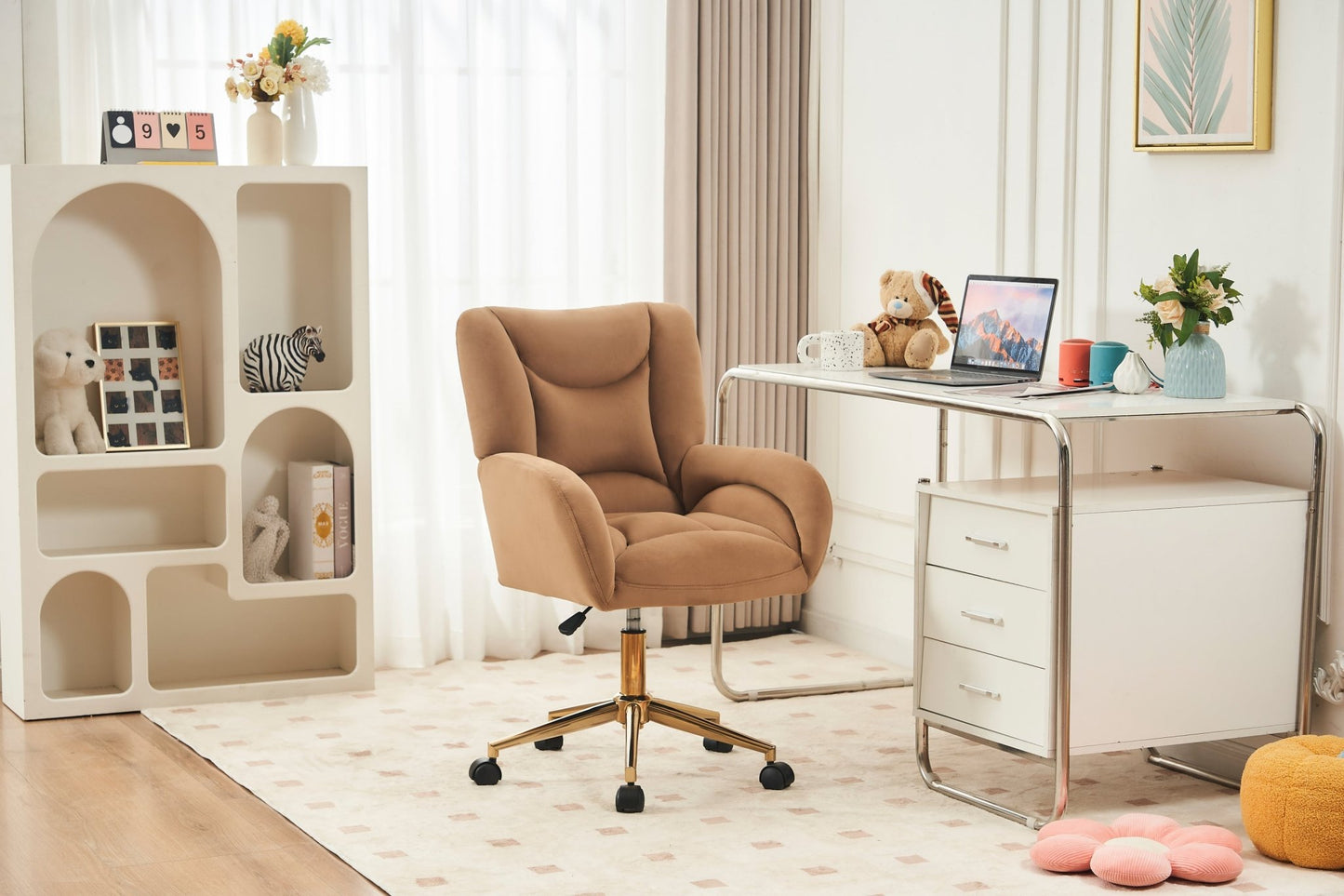 Velvet Swivel Office Chair - Home Harmony