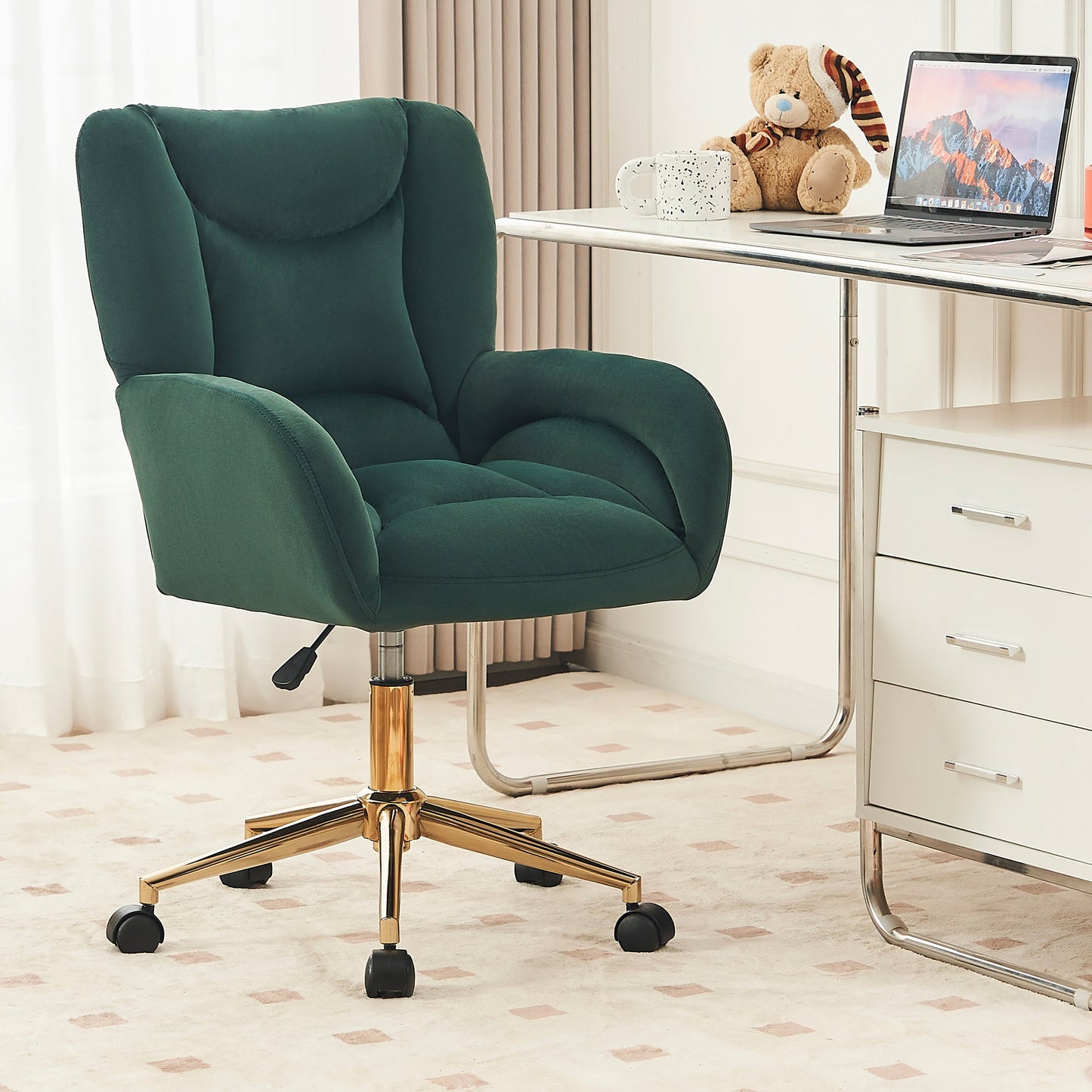 Velvet Swivel Office Chair - Home Harmony