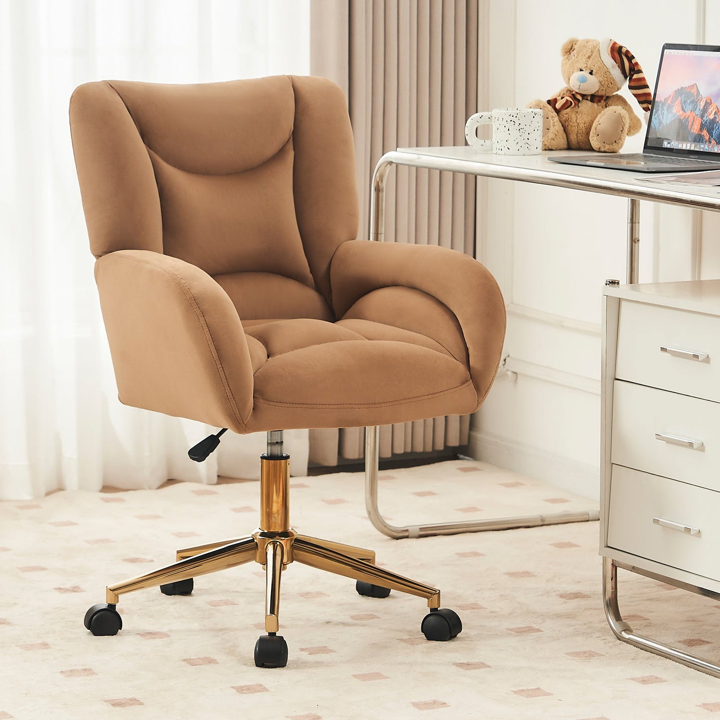 Velvet Swivel Office Chair - Home Harmony